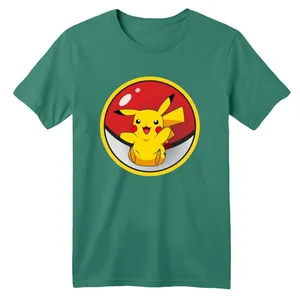 تی شرت آستین کوتاه بچگانه مدل پوکی مون  رنگ سبز سدری