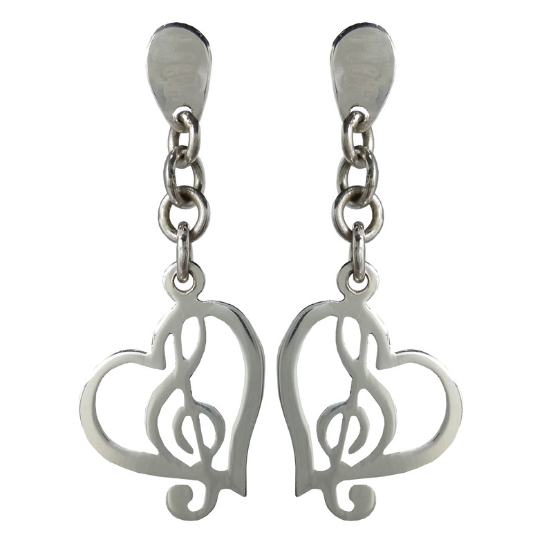 گوشواره نقره زنانه مدل قلب موسیقی گوشواره نقره زنانه مدل قلب موسیقی