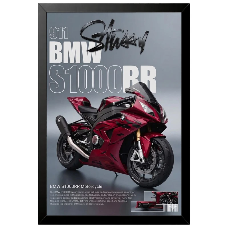 تابلو بکلیت طرح موتور سنگین بی ام و BMW S1000RR مدل B-az1019 فریم مشکی