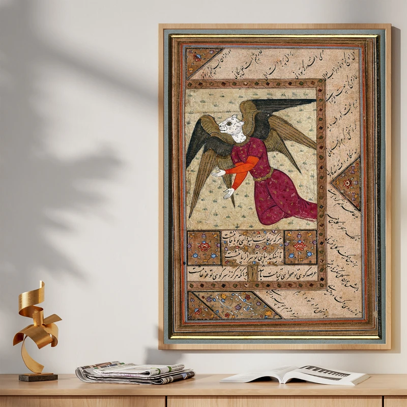 تابلو طرح نگاره سنتی مدل G02392 فریم کرم روشن