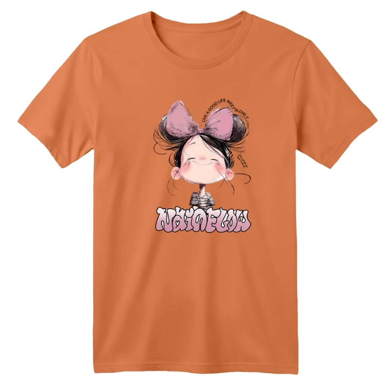 تی شرت آستین کوتاه بچگانه مدل دخترک پاپیونی