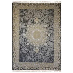 فرش ماشینی فرش شاهکار درین کاشان مدل اروپایی کد 8500 زمینه طوسی