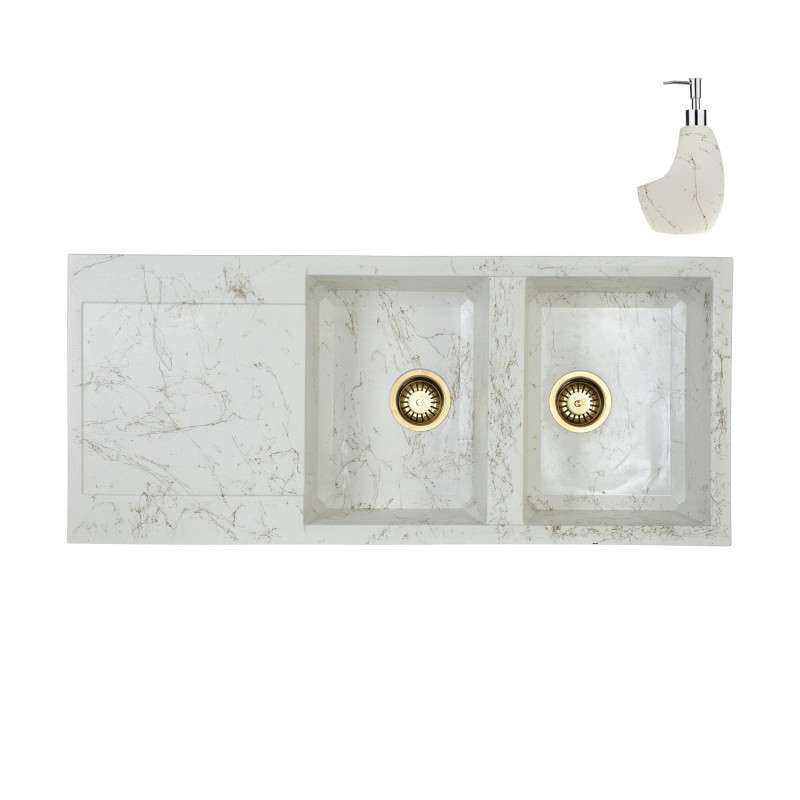 سینک ظرفشویی گرانیتی لیگوریا مدل فریال توکار به همراه مخزن مایع ظرفشویی