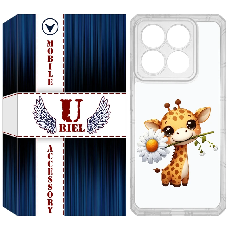 کاور یوریل مدل Clear کد 38 طرح زرافه مناسب برای گوشی موبایل شیائومی 14T / 14T Pro