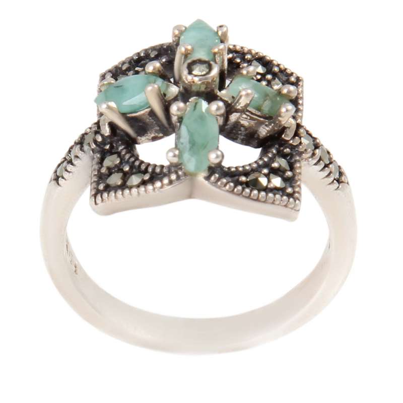 انگشتر نقره زنانه بازرگانی میلادی مدل سنگ فیروزه نیشابور کد AW_525