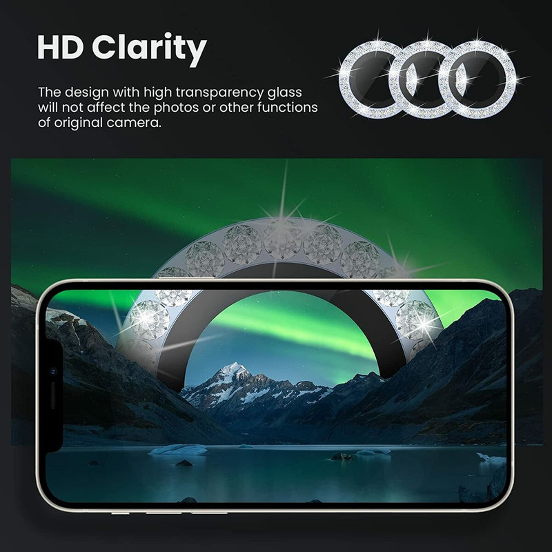 محافظ لنز دوربین لوکس شیلد مدل نگین دار مناسب برای گوشی موبایل اپل IPhone 16 / 16 Plus