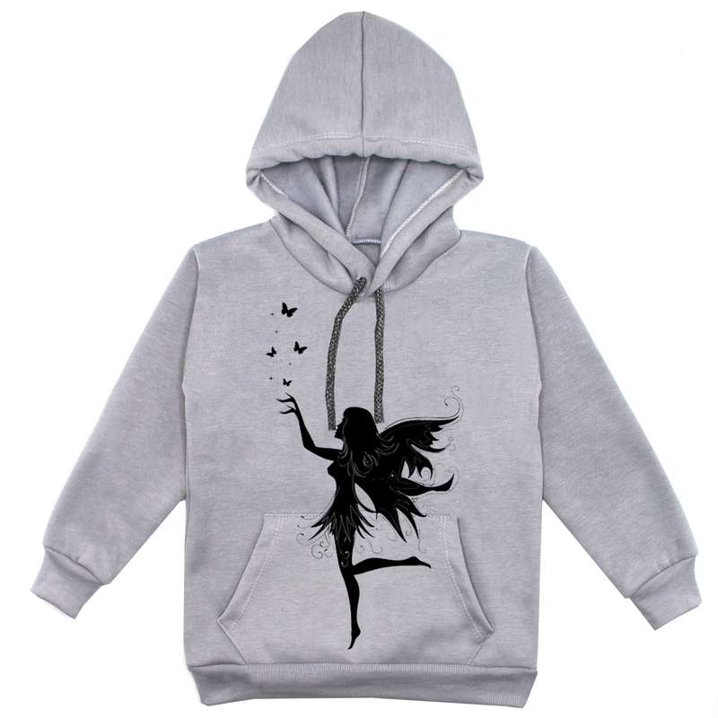 هودی دخترانه مدل فرشته F46 رنگ طوسی