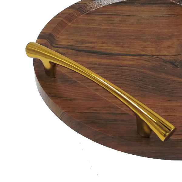 سینی مدل  چوبی دسته طلایی