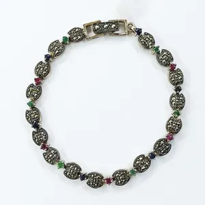 دستبند نقره زنانه سلین کالا مدل یاقوت و زمرد ce-As103