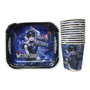 پیش دستی و لیوان یکبار مصرف مدل ونزدی کد wednesdayPG2 مجموعه 10 عددی