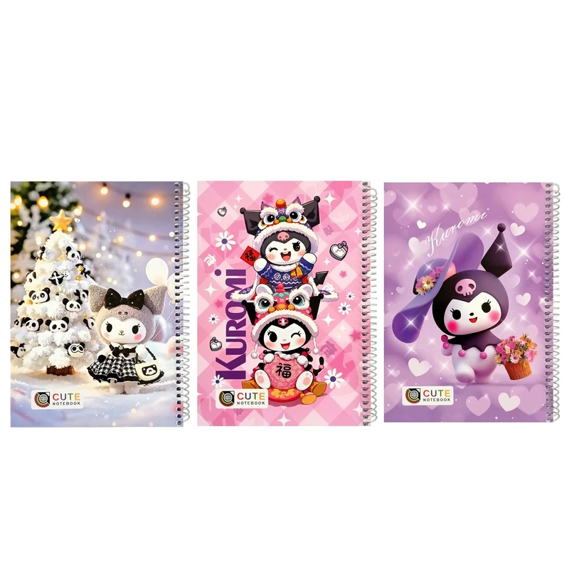 دفتر مشق 50 برگ کیوت مدل حاشیه دار کرومی کد K_B بسته 3 عددی