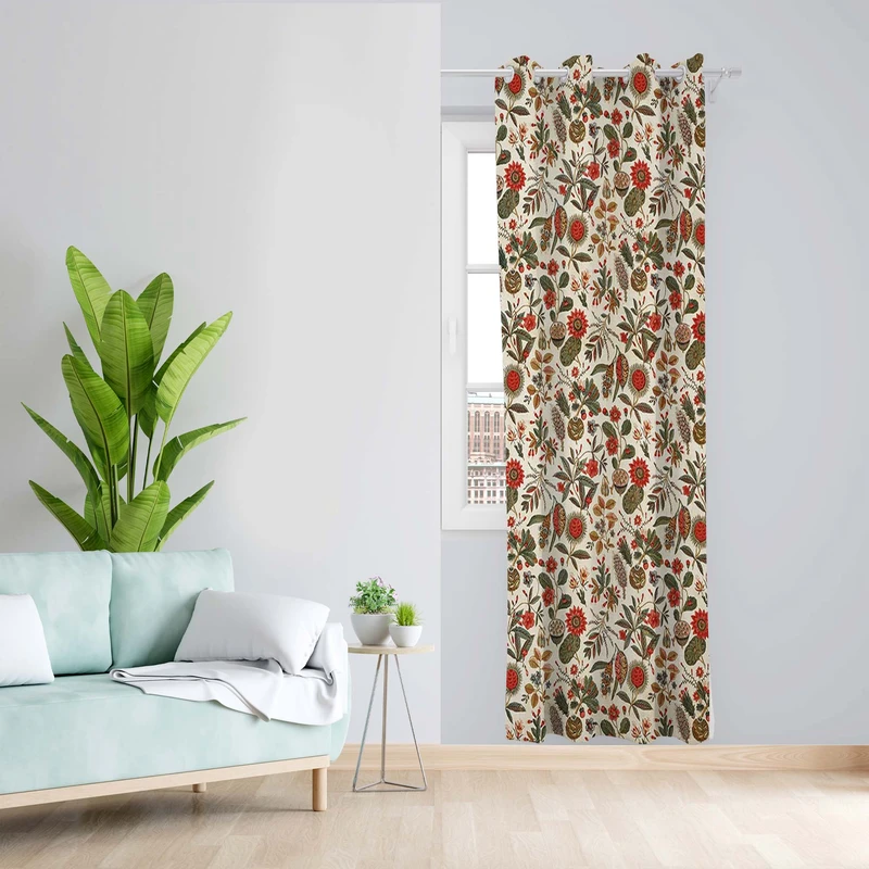 پرده طرح گلدار مدل مخمل پانچی کد 5430 z سایز 140x200 سانتی متر