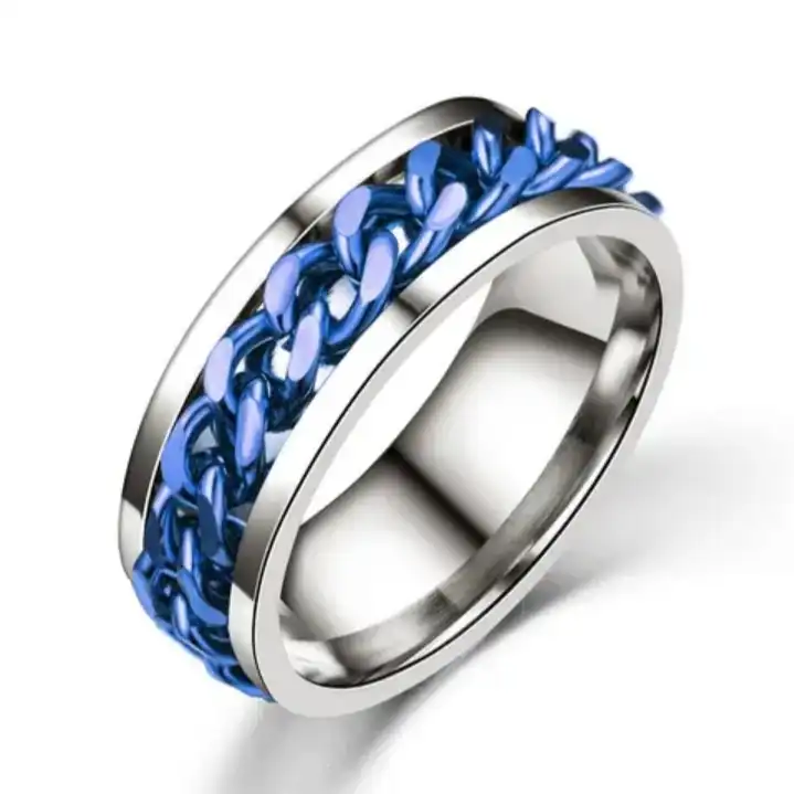 انگشتر مردانه مدل زنجیری کاربونی