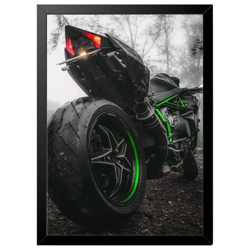 تابلو بکلیت طرح موتور سنگین نینجا کاوازاکی NINJA KAWASAKI H2R مدل b-po1696 فریم مشکی