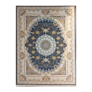 فرش ماشینی 1500 شانه عالی مقام زمینه دودی لایت حاشیه دودی مدل معراج