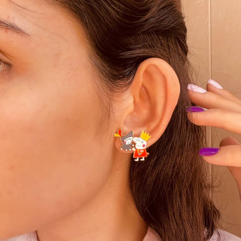 گوشواره دخترانه مدل خوک کوچولو شاح و سرباز