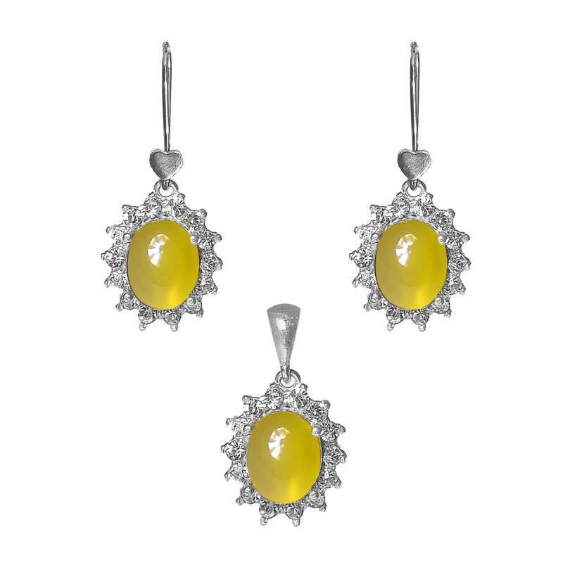 نیم ست نقره زنانه نقره جات لطفی مدل عقیق کد NNSH015