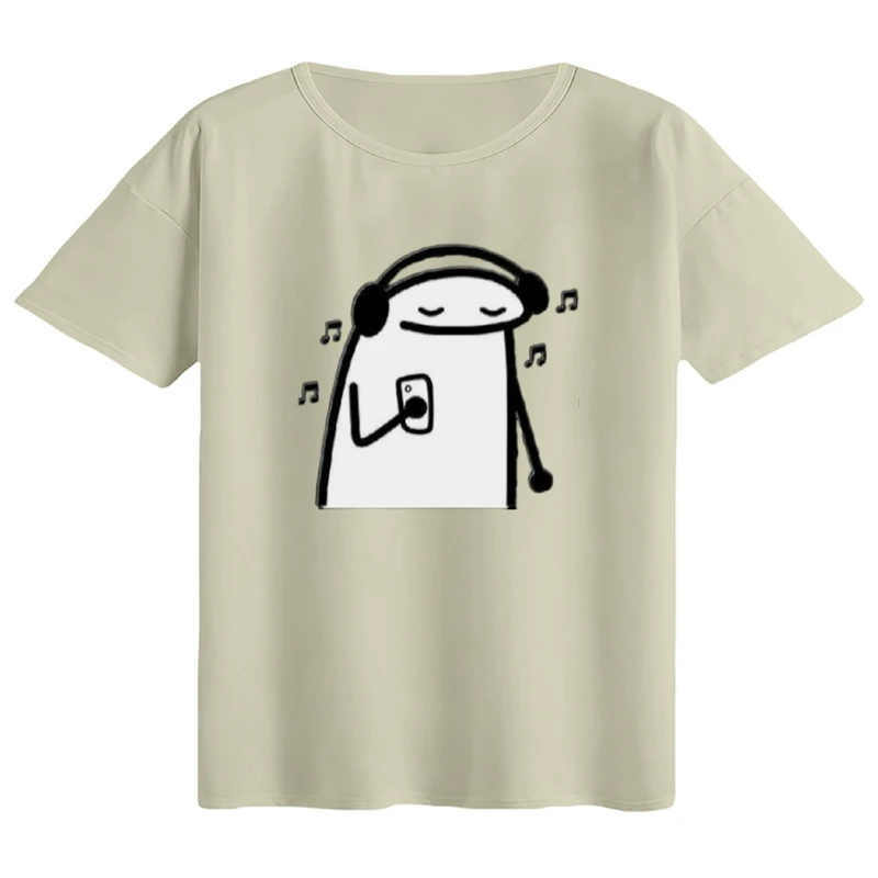 تی‌شرت اورسایز آستین کوتاه زنانه مدل باکسی طرح استیکر و موزیک