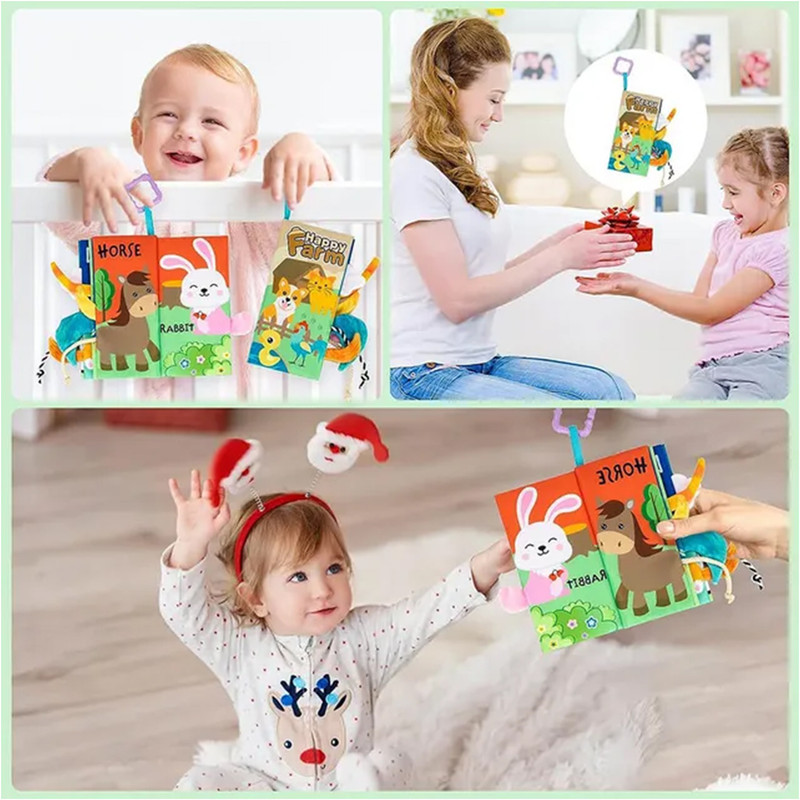 بازی آموزشی سمید مدل کتاب پارچه ای دست ورزی دم دار طرح مزرعه حیوانات اهلی