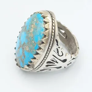 انگشتر نقره مردانه مدل فیروزه کد 20594