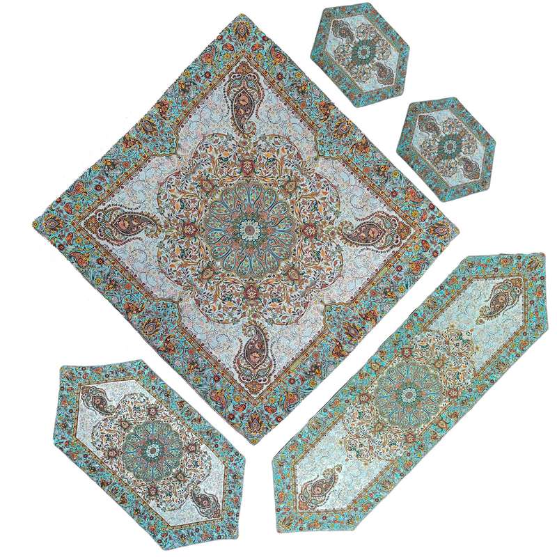 ست 5 تکه رومیزی ترمه طرح افشار