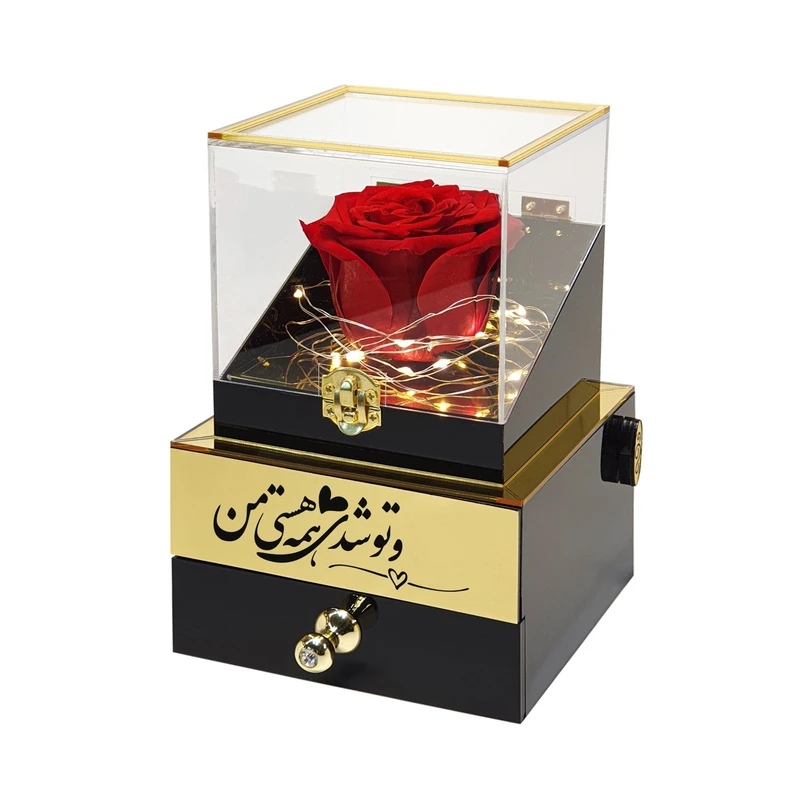 گل رز جاودان مدل گنجینه موزیکال طرح و تو شدی همه هستی من کد M01