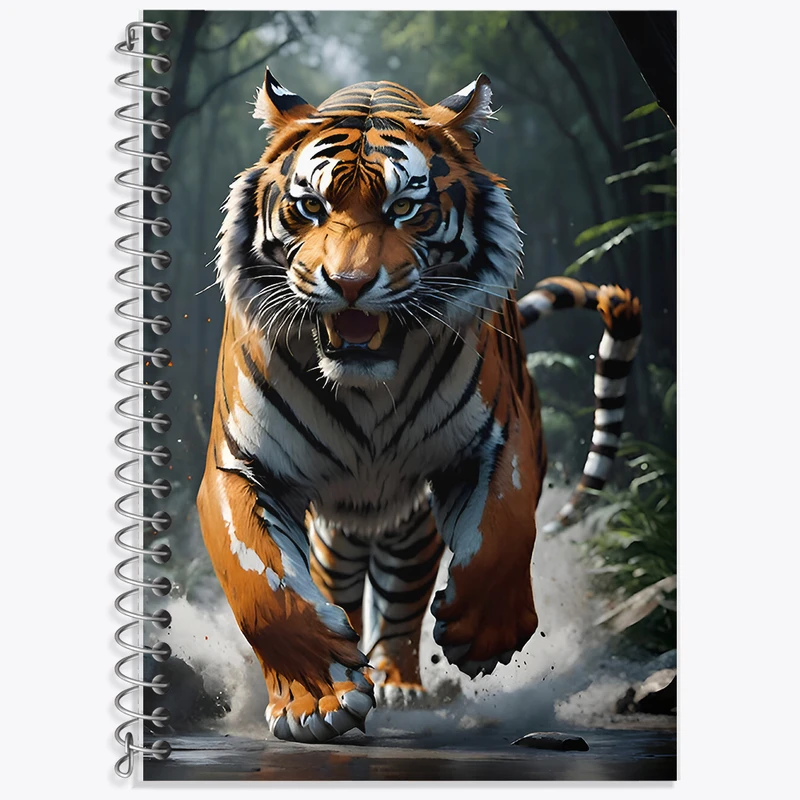 دفتر زبان 50 برگ خندالو مدل دو خط طرح ببر کد F8480