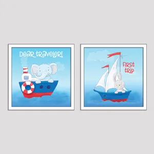 تابلو کودک و نوزاد جیک جیک مدل فیلی و خرگوشی مجموعه دو عددی