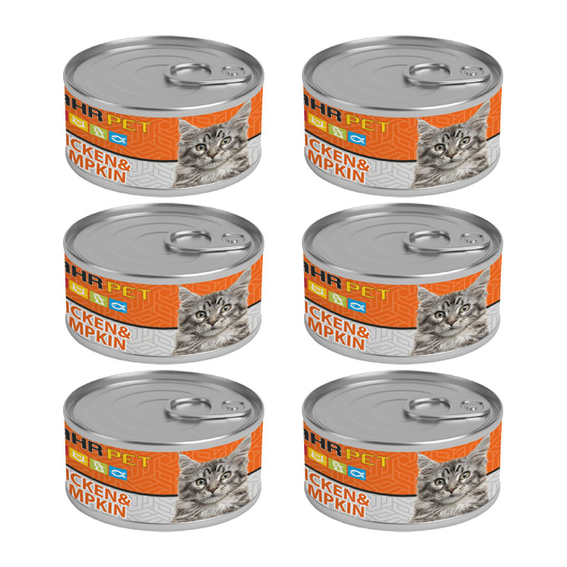 کنسرو نچرال گربه شهرپت مدل Chicken Pumpkin وزن 120 گرم بسته 6 عددی