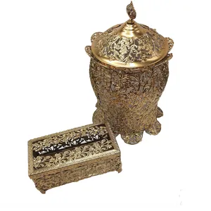 ست سطل و جای دستمال کاغذی مدل آزالیا درب دار