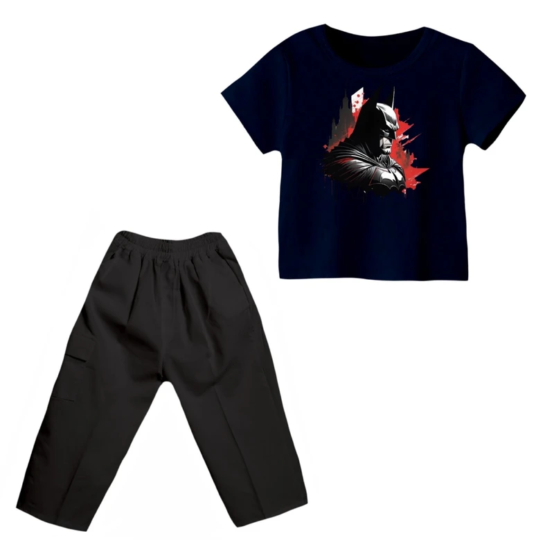ست تی شرت و شلوارک پسرانه مدل بتمن کد 29