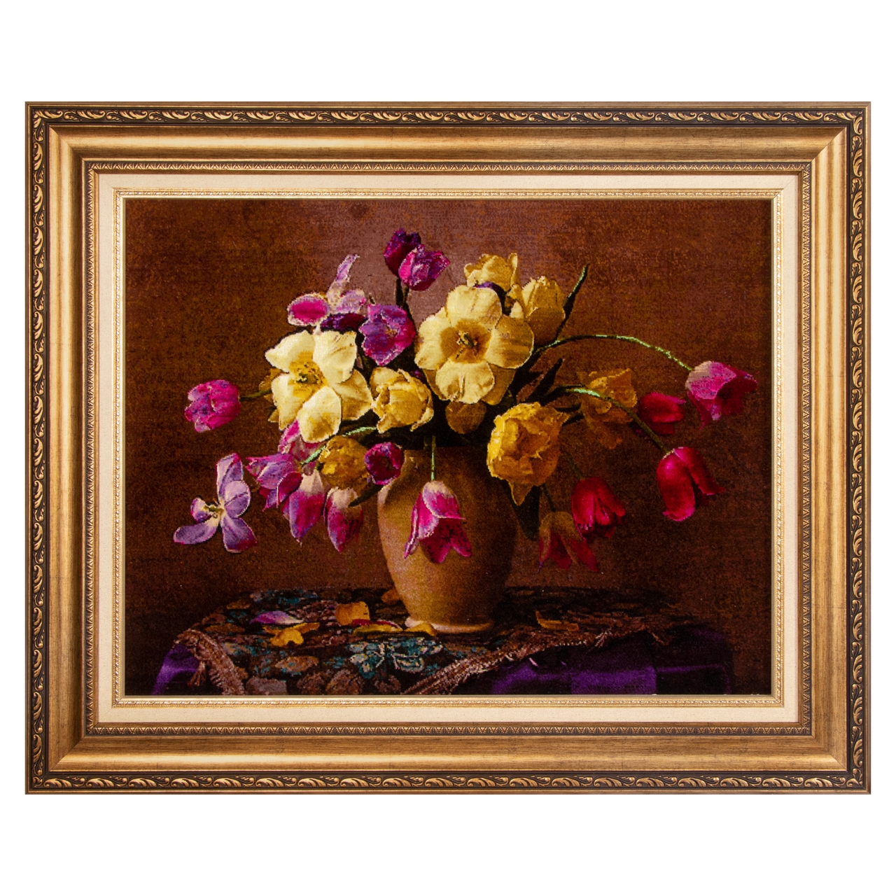 تابلو فرش دستباف سی پرشیا مدل گل لاله در گلدان سفالی کد 902926