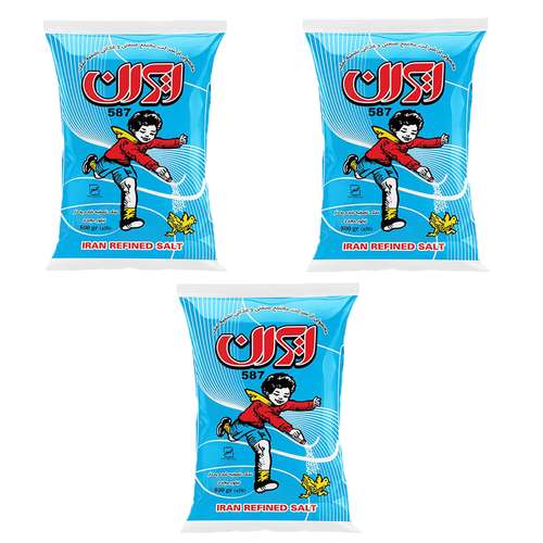 نمک تصفیه یددار ایران - 800 گرم بسته 3 عددی