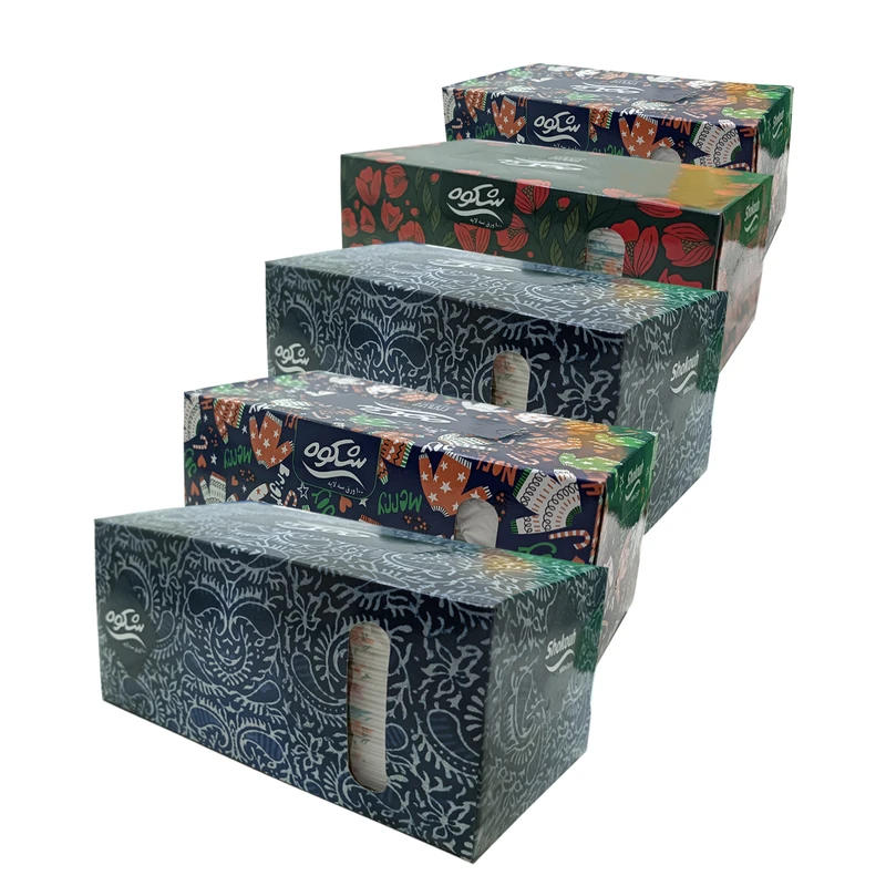 دستمال کاغذی 100 برگ شکوه طرح گلدار مجموعه 5 عددی