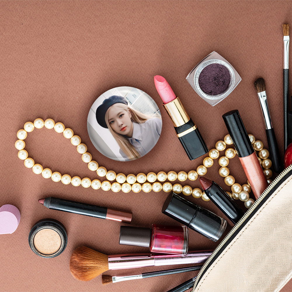 آینه جیبی خندالو مدل رزی بلک پینک Black Pink  کد 14361