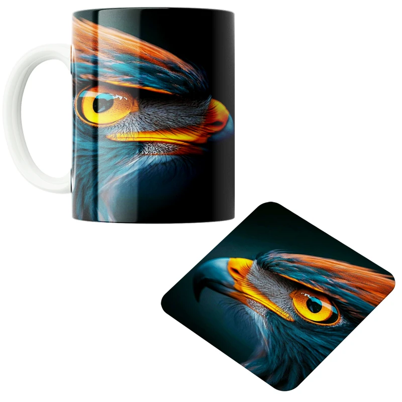 ماگ پاد آفرین مدل عقاب کوهستان کد 02 به همراه زیر لیوانی