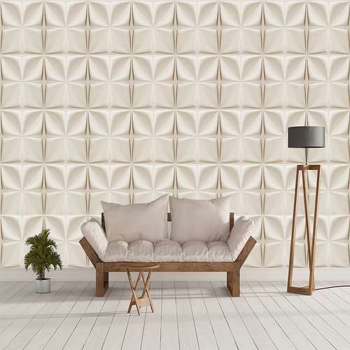 پوستر دیواری سه بعدی مدل زمینه هندسی سفید DVRF2218