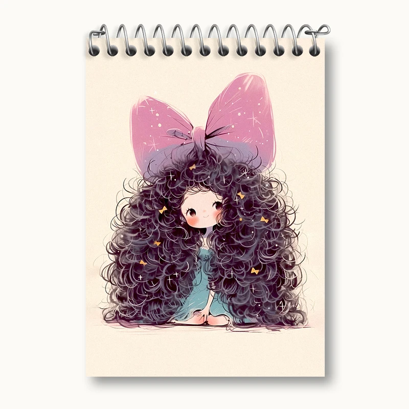 دفتر یادداشت 50 برگ خندالو طرح دختر مو فرفری کد N3517