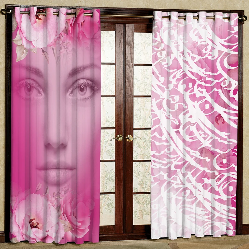 پرده بارمان دکور طرح چهره مدل هازان پانچی کد LR5488 W سایز 140x280 سانتی متر