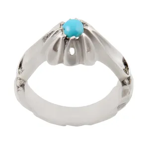 انگشتر نقره مردانه بازرگانی میلادی مدل فیروزه نیشابور رکاب دستساز کد AM_1603