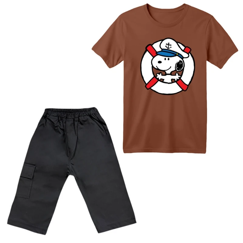 ست تی‌شرت آستین کوتاه و شلوارک پسرانه مدل اسنوپی کد ۲۵