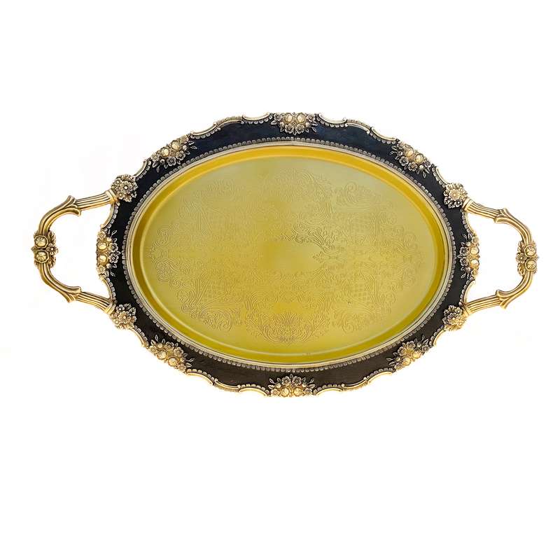 سینی پیتر پیوتر مدل گل رز بیضی کد 8576 سینی پیتر پیوتر مدل گل رز بیضی کد 8576