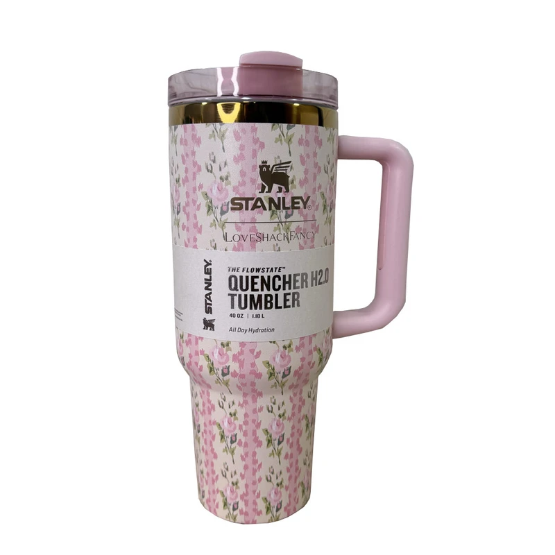 تراول ماگ  مدل دسته دار گل دار کد QUENCHER H20 TUMBLER گنجایش 1.18 لیتر