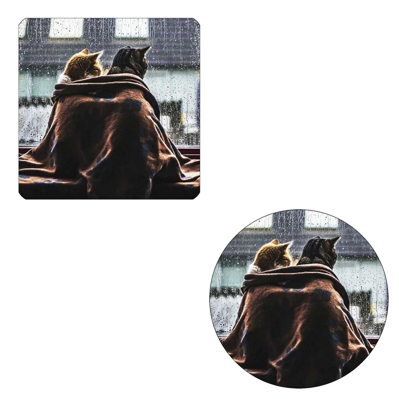 مگنت طرح دو گربه کد wmg364 به همراه زیر لیوانی