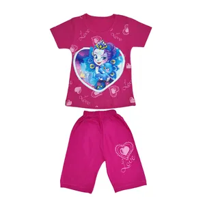 ست تی شرت و شلوارک دخترانه مدل چراغدار کد 1