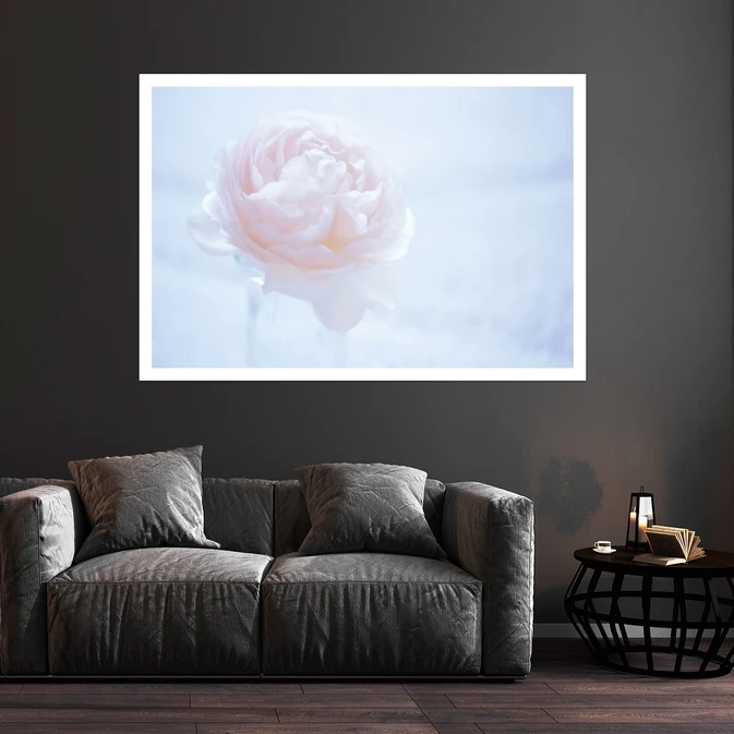 تابلو بکلیت طرح طبیعت و گل رز سفید مدل قاب شاسی W-s8512