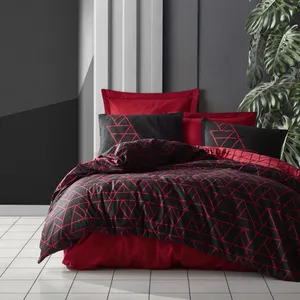 سرویس روتختی کاتن باکس مدل Dark Shadow Bordo تک نفره 3 تکه