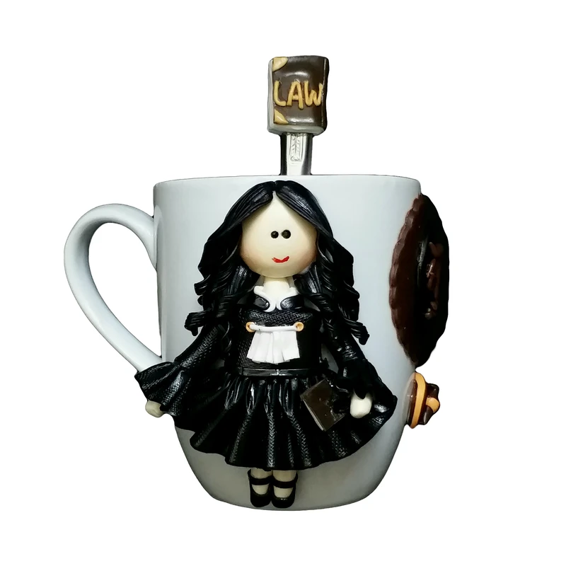 ماگ سرامیکی مدل دختر عروسکی کد 01107 به همراه قاشق