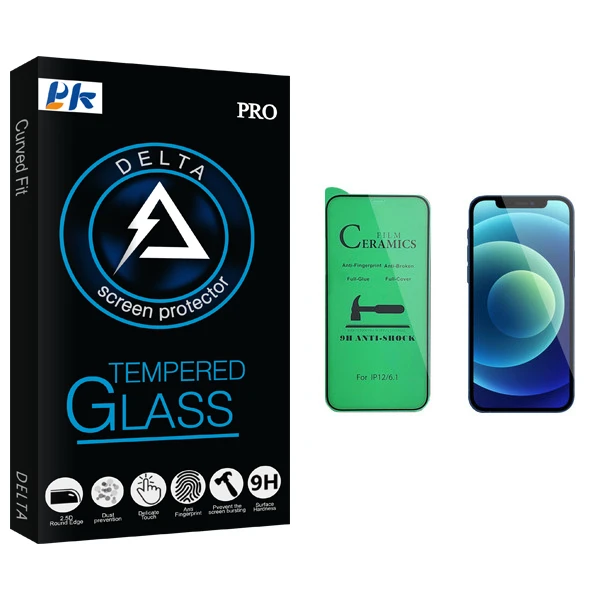 محافظ صفحه نمایش سرامیکی پی کی مدل Delta Glass مناسب برای گوشی موبایل اپل iPhone 12 Pro