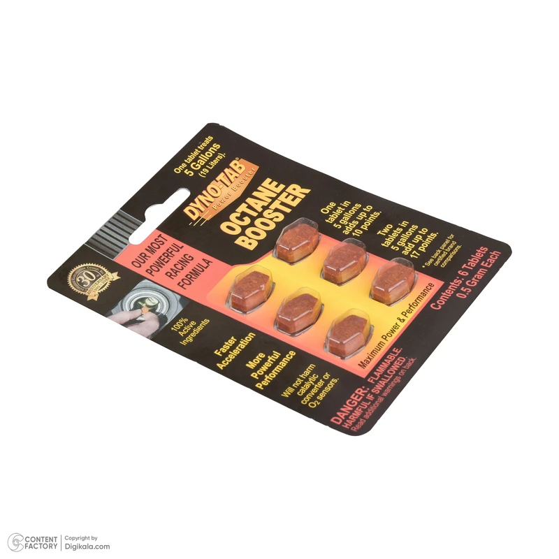 عکس شماره 2 : مکمل سوخت و افزایش دهنده اکتان داینو تب کد 45456 بسته 6 عددی